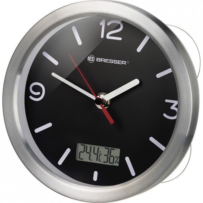 Часы BRESSER MyTime Bath RC, водонепроницаемые, черные 74611 Часы BRESSER MyTime Bath RC, водонепроницаемые, черные 74611