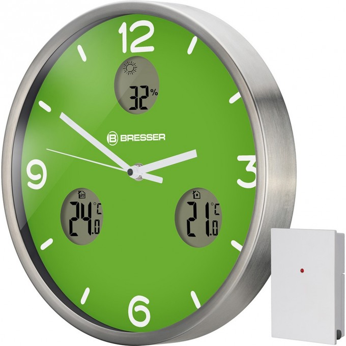 Часы настенные BRESSER MyTime io NX Thermo/Hygro, 30 см, зеленые 76461 Часы настенные BRESSER MyTime io NX Thermo/Hygro, 30 см, зеленые 76461