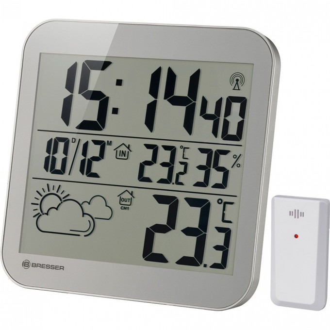 Часы настенные BRESSER MyTime LCD, серебристые 75697 Часы настенные BRESSER MyTime LCD, серебристые 75697