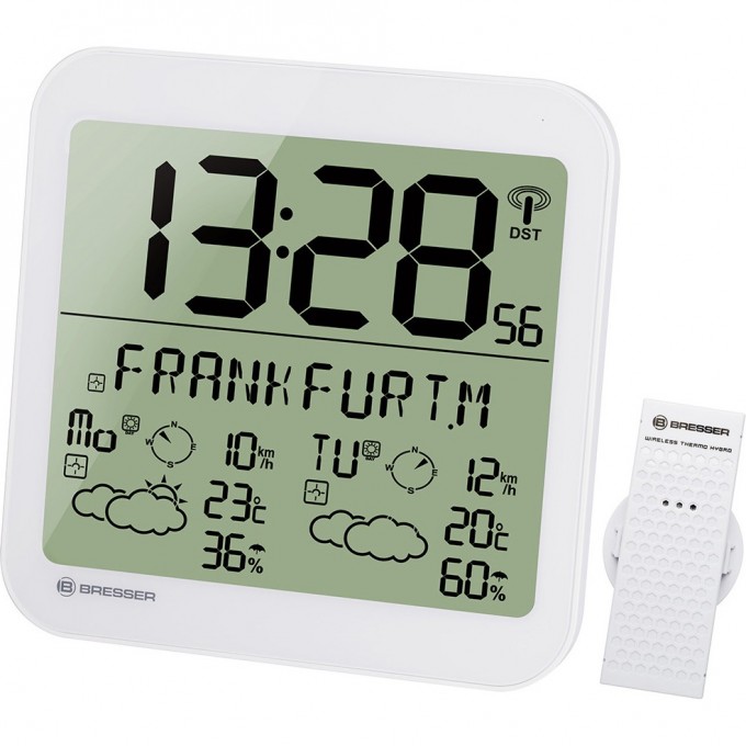 Часы настенные BRESSER MyTime Meteotime LCD, белые 74649 Часы настенные BRESSER MyTime Meteotime LCD, белые 74649
