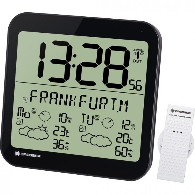 Часы настенные BRESSER MyTime Meteotime LCD, черные 74648 Часы настенные BRESSER MyTime Meteotime LCD, черные 74648