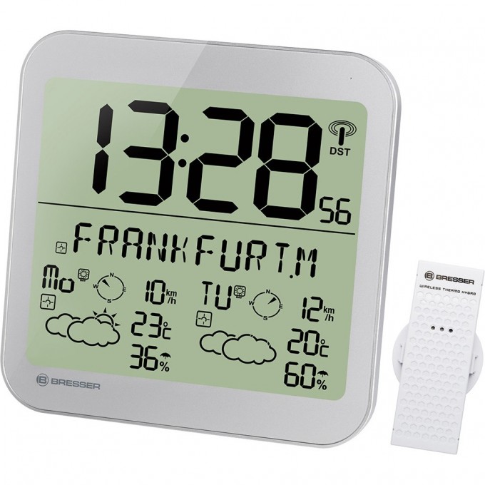 Часы настенные BRESSER MyTime Meteotime LCD, серебристые 74650 Часы настенные BRESSER MyTime Meteotime LCD, серебристые 74650