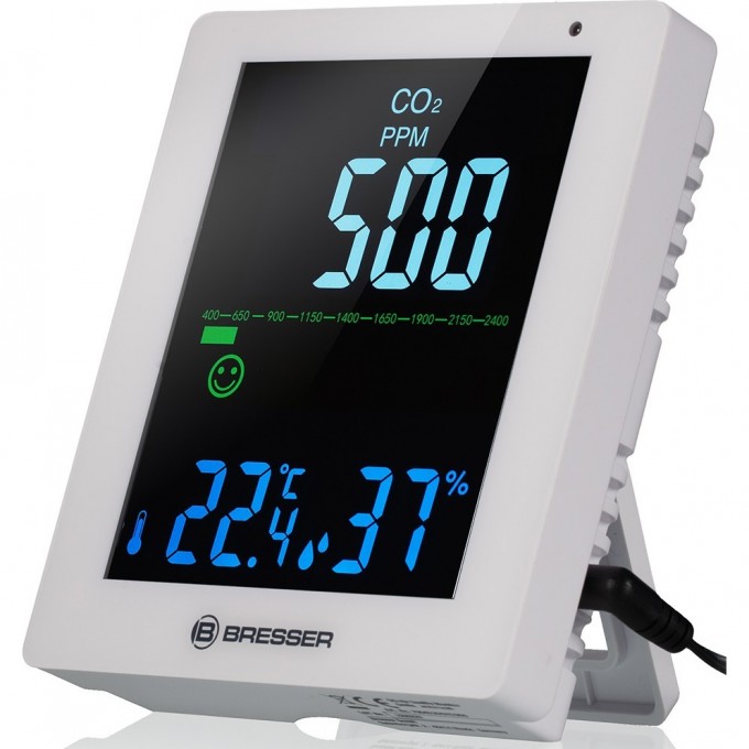 Гигрометр BRESSER Air Quality Smile с датчиком CO?, белый 78438 Гигрометр BRESSER Air Quality Smile с датчиком CO?, белый 78438