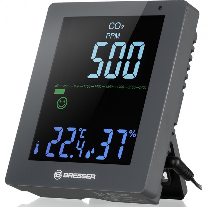 Гигрометр BRESSER Air Quality Smile с датчиком CO?, серый 78439 Гигрометр BRESSER Air Quality Smile с датчиком CO?, серый 78439