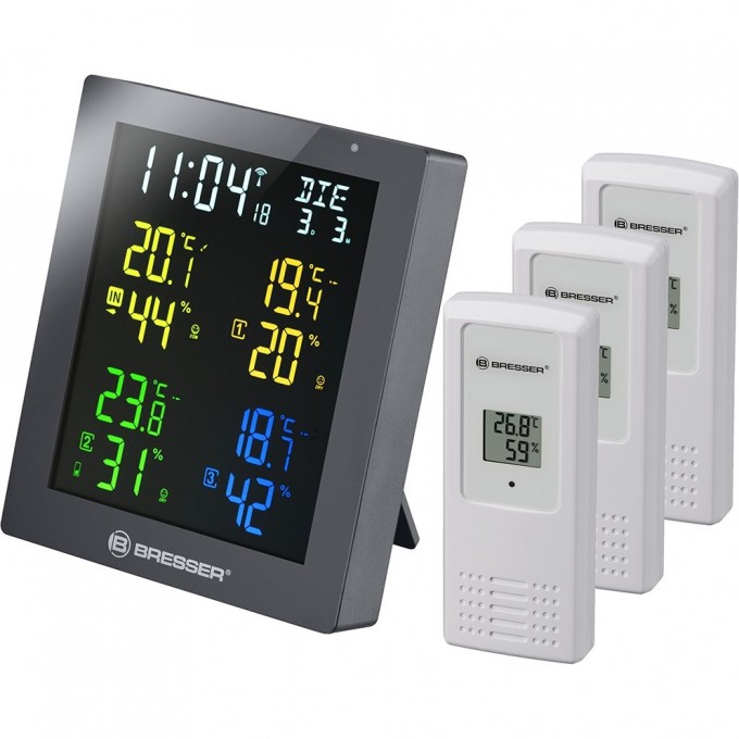 Гигрометр BRESSER ClimaTemp Hygro Quadro с тремя датчиками, серый 77138 Гигрометр BRESSER ClimaTemp Hygro Quadro с тремя датчиками, серый 77138