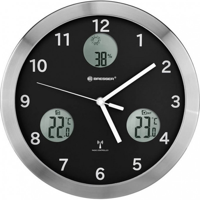 Метеостанция (настенные часы) BRESSER MyTime io, 30 см, черная 74670 Метеостанция (настенные часы) BRESSER MyTime io, 30 см, черная 74670