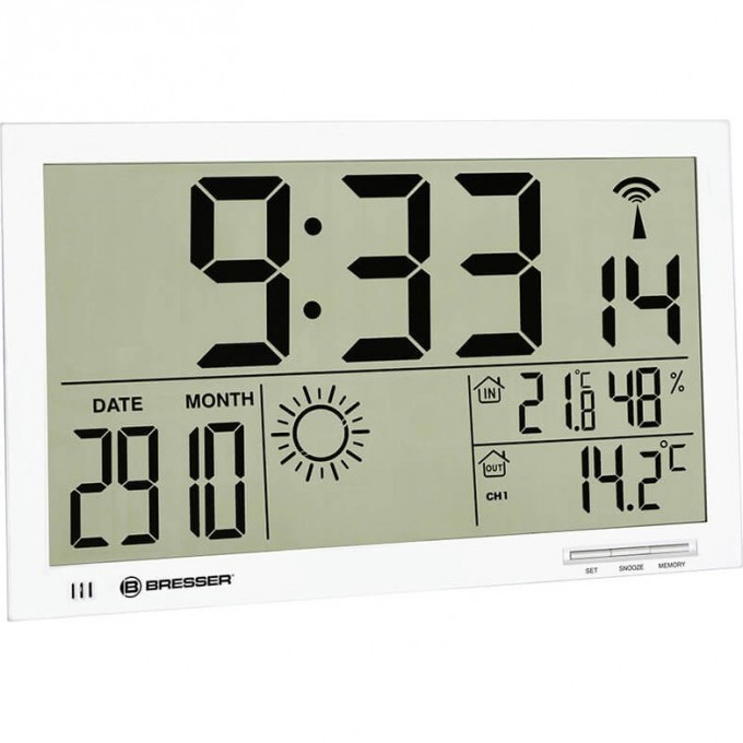Метеостанция (настенные часы) BRESSER MyTime Jumbo LCD, белая 74647 Метеостанция (настенные часы) BRESSER MyTime Jumbo LCD, белая 74647